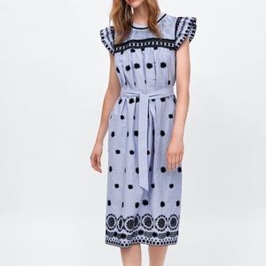 Zara Dresses - Sold - Zara Striped dress with embroidery XS Zara Dresses - Sold - Zara Striped dress with embroidery XS